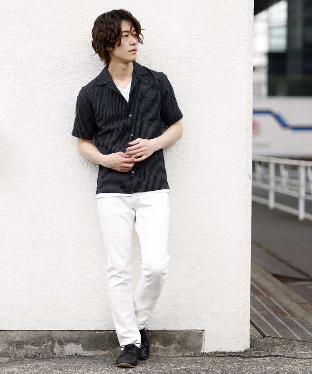 MKBHM66110 MK MICHEL KLEIN HOMME(MKミッシェルクランオム) エアトリコットシャツ ブラック