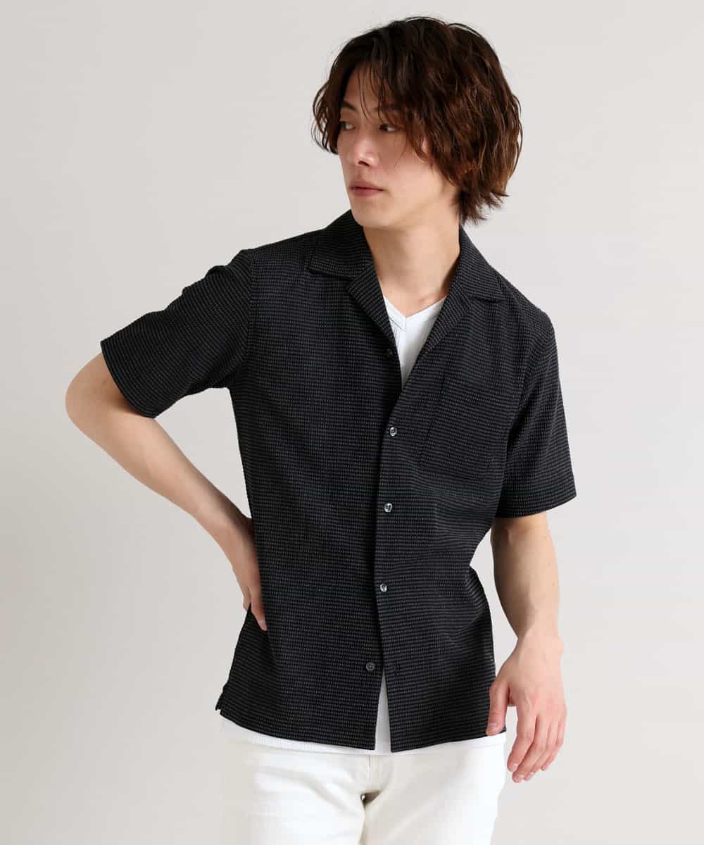 MKBHM66110 MK MICHEL KLEIN HOMME(MKミッシェルクランオム) エアトリコットシャツ ブラック