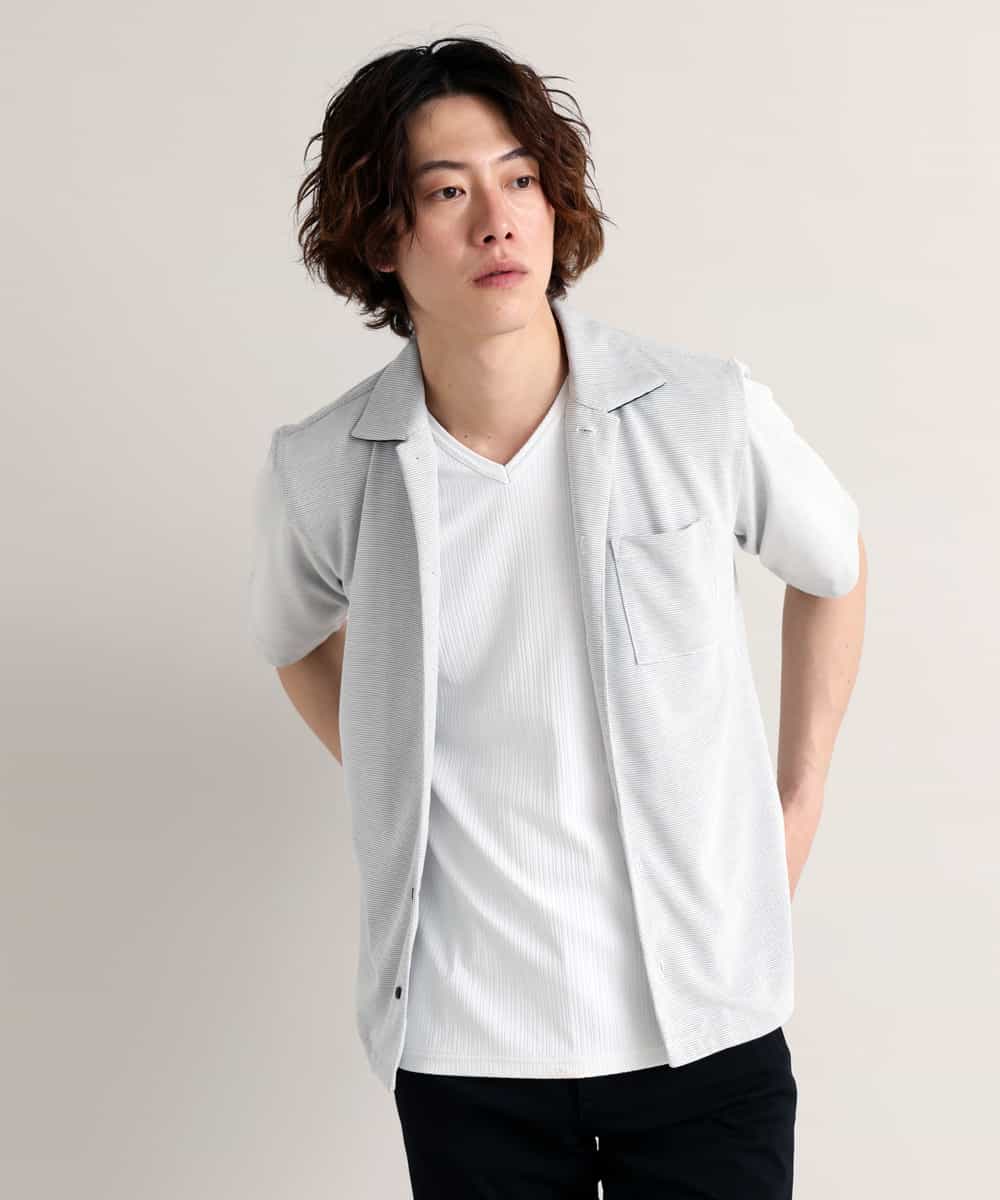 MKBHO31090 MK MICHEL KLEIN HOMME(MKミッシェルクランオム) 【涼シャツ/快適/速乾】ライトリーカノコ ホワイト