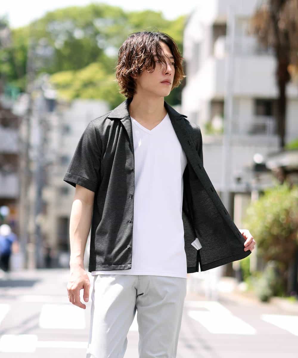MKBHO31090 MK MICHEL KLEIN HOMME(MKミッシェルクランオム) 【涼シャツ/快適/速乾】ライトリーカノコ ブラック