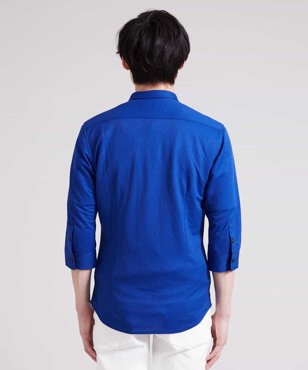 MKBHR33090 MK MICHEL KLEIN HOMME(MKミッシェルクランオム) カノコ七分シャツ ブルー