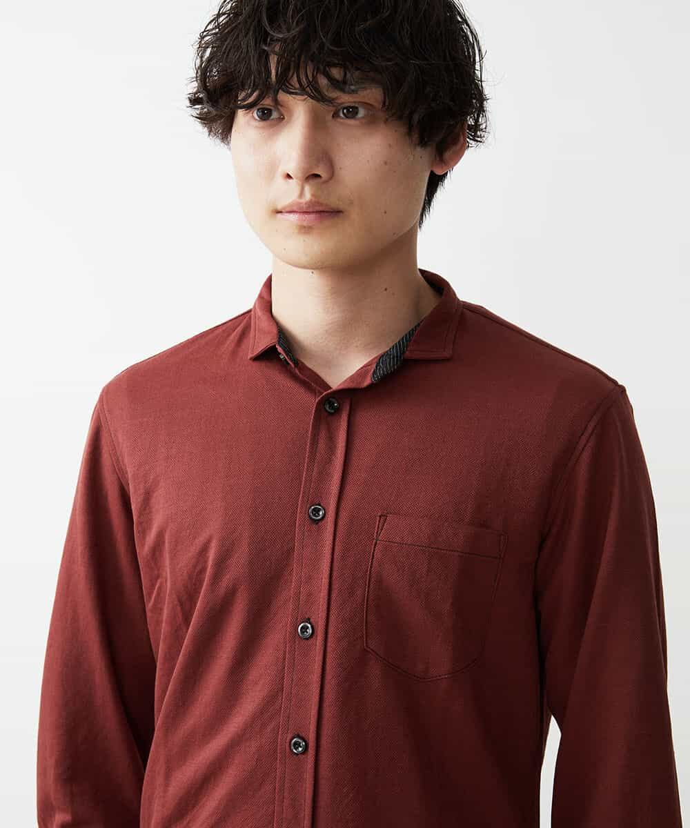 MKBHR33090 MK MICHEL KLEIN HOMME(MKミッシェルクランオム) カノコ七分シャツ ブラウン