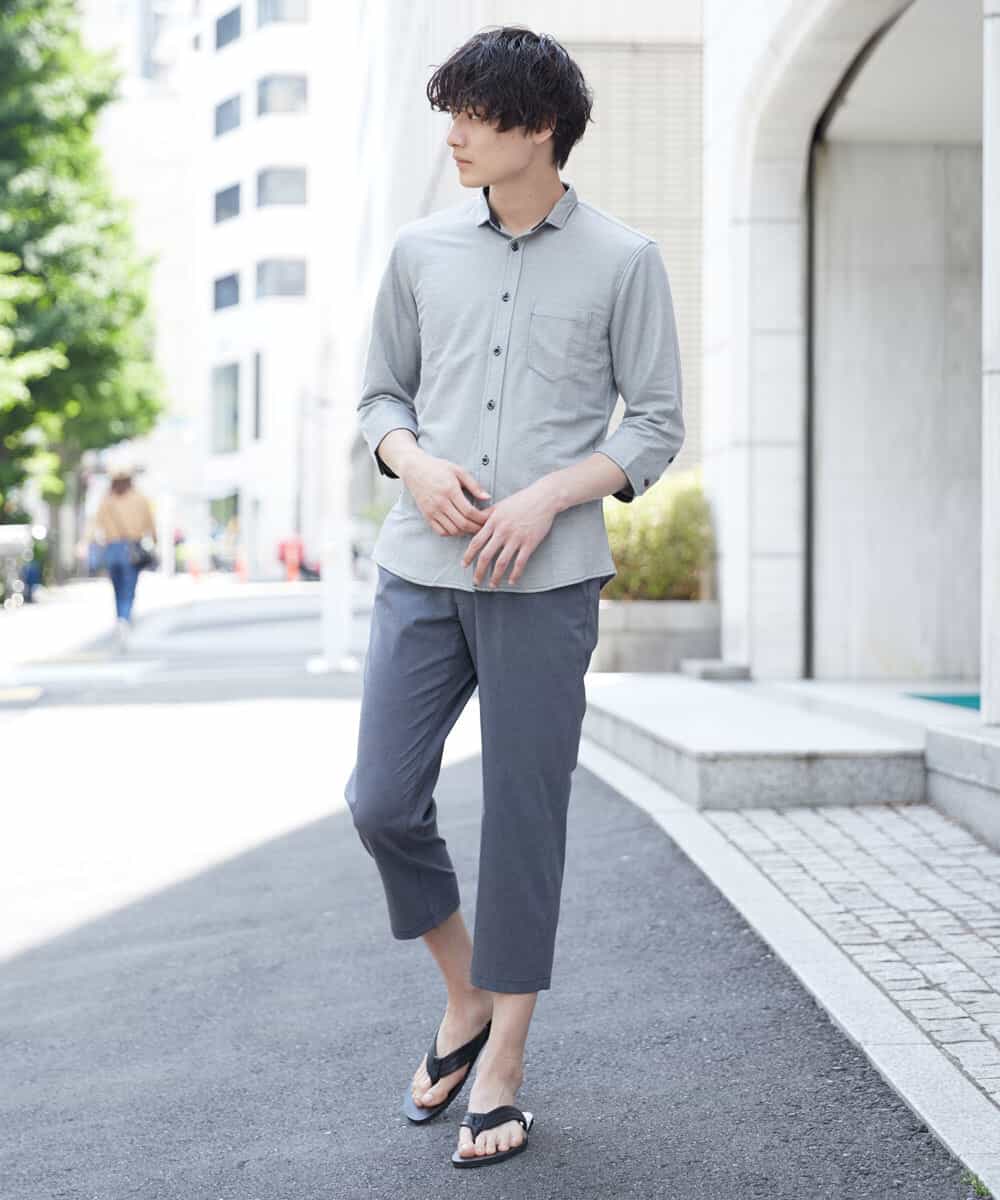 MKBHR33090 MK MICHEL KLEIN HOMME(MKミッシェルクランオム) カノコ七分シャツ グレー