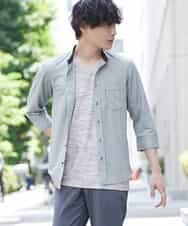 MKBHR33090 MK MICHEL KLEIN HOMME(MKミッシェルクランオム) カノコ七分シャツ グレー