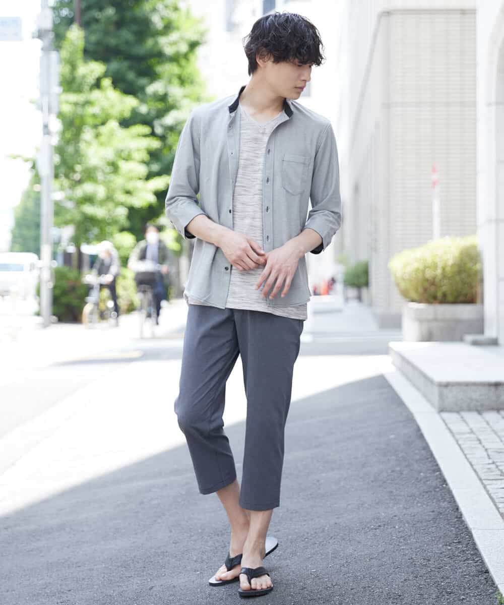 MKBHR33090 MK MICHEL KLEIN HOMME(MKミッシェルクランオム) カノコ七分シャツ グレー