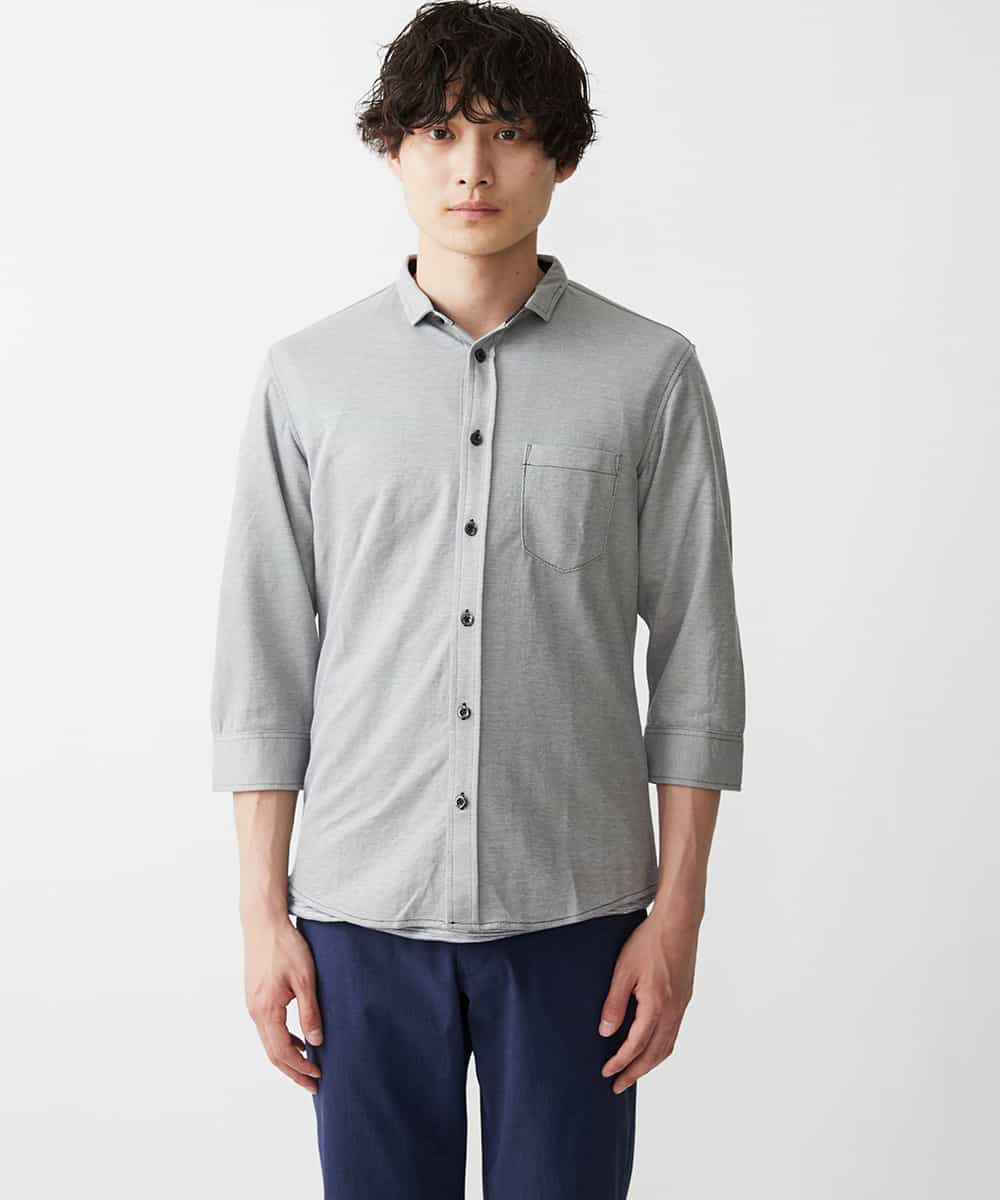MKBHR33090 MK MICHEL KLEIN HOMME(MKミッシェルクランオム) カノコ七分シャツ グレー