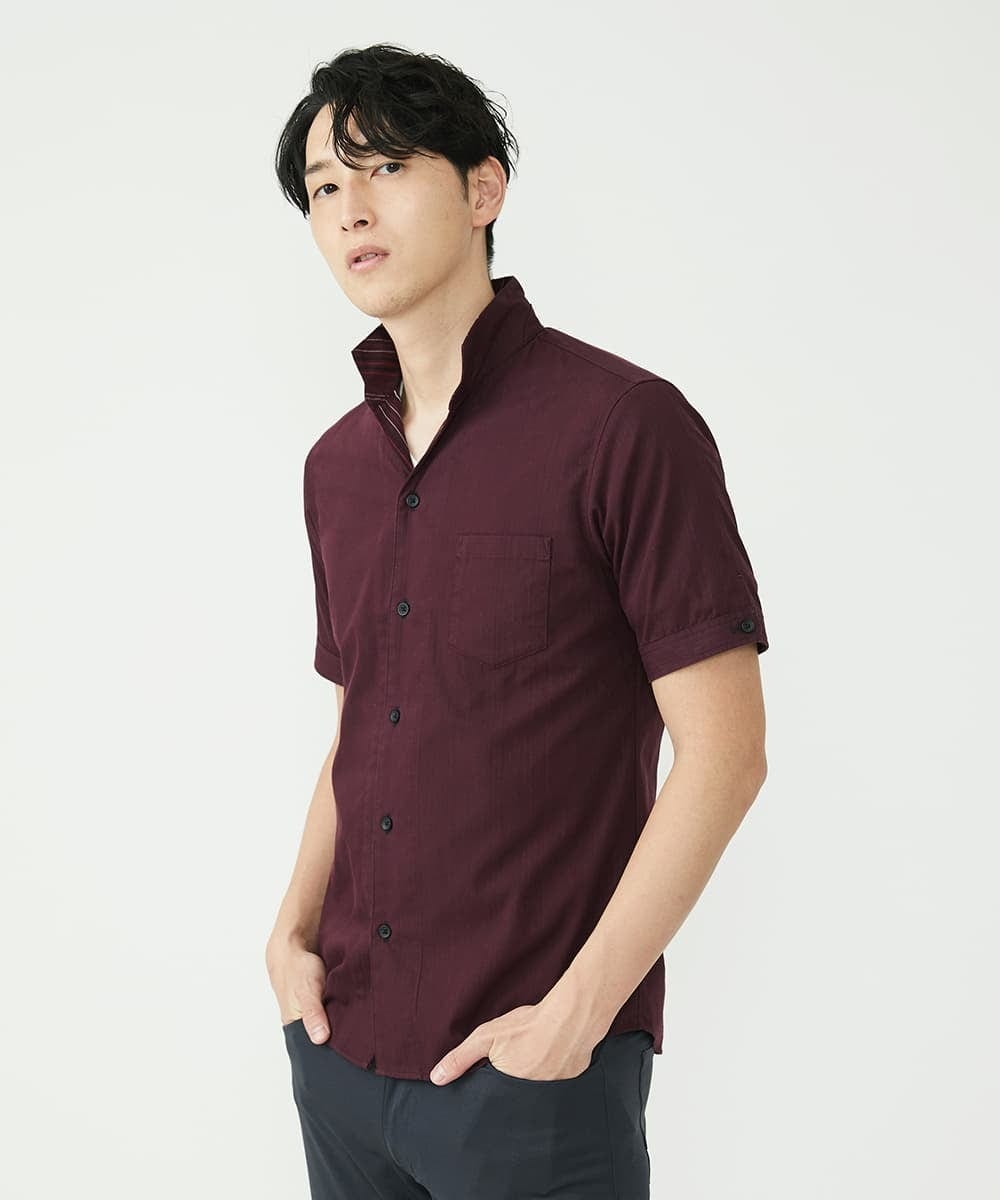 MKBHS52120 MK MICHEL KLEIN HOMME(MKミッシェルクランオム) リバーストライプシャツ パープル(77)
