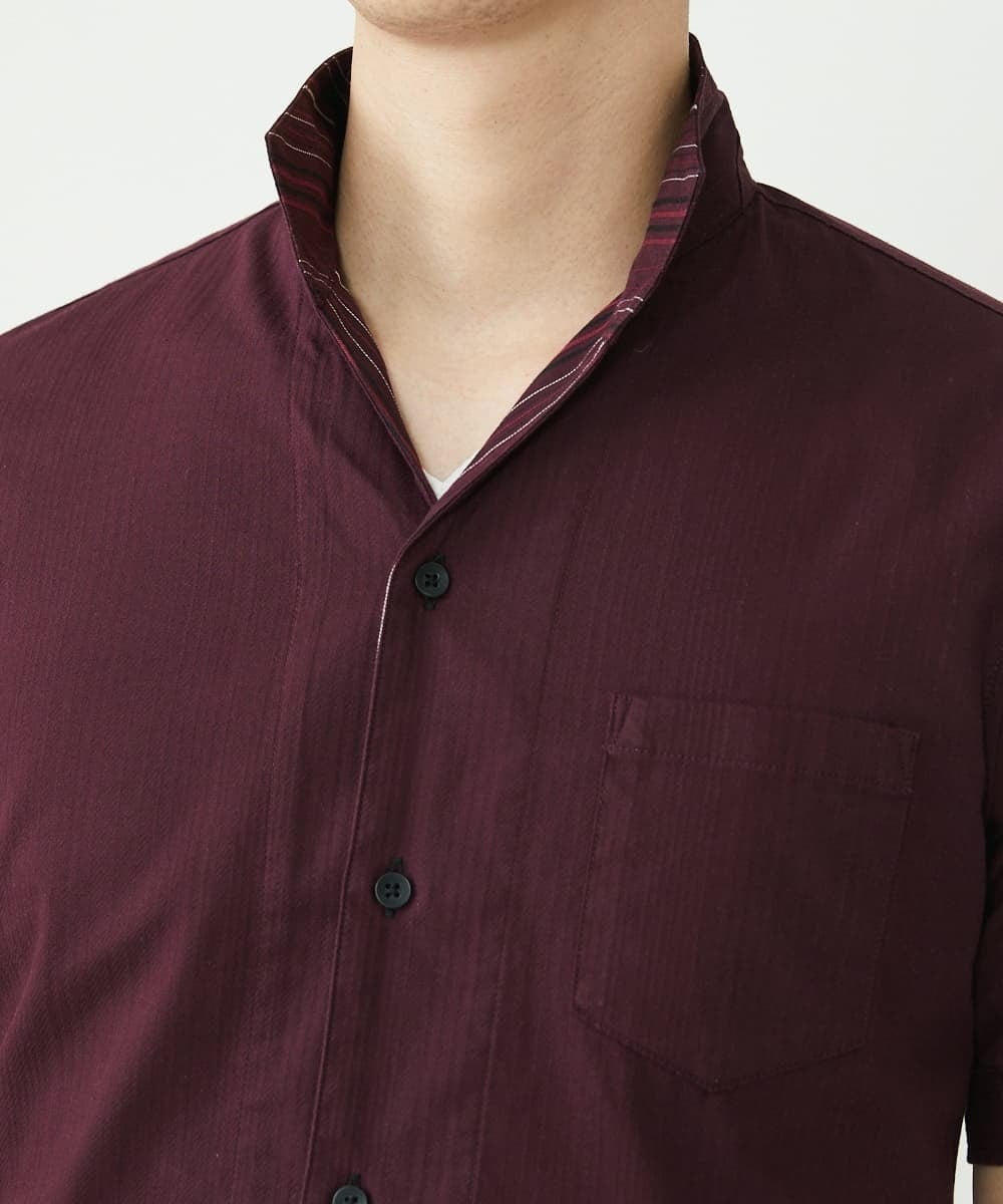 MKBHS52120 MK MICHEL KLEIN HOMME(MKミッシェルクランオム) リバーストライプシャツ パープル(77)