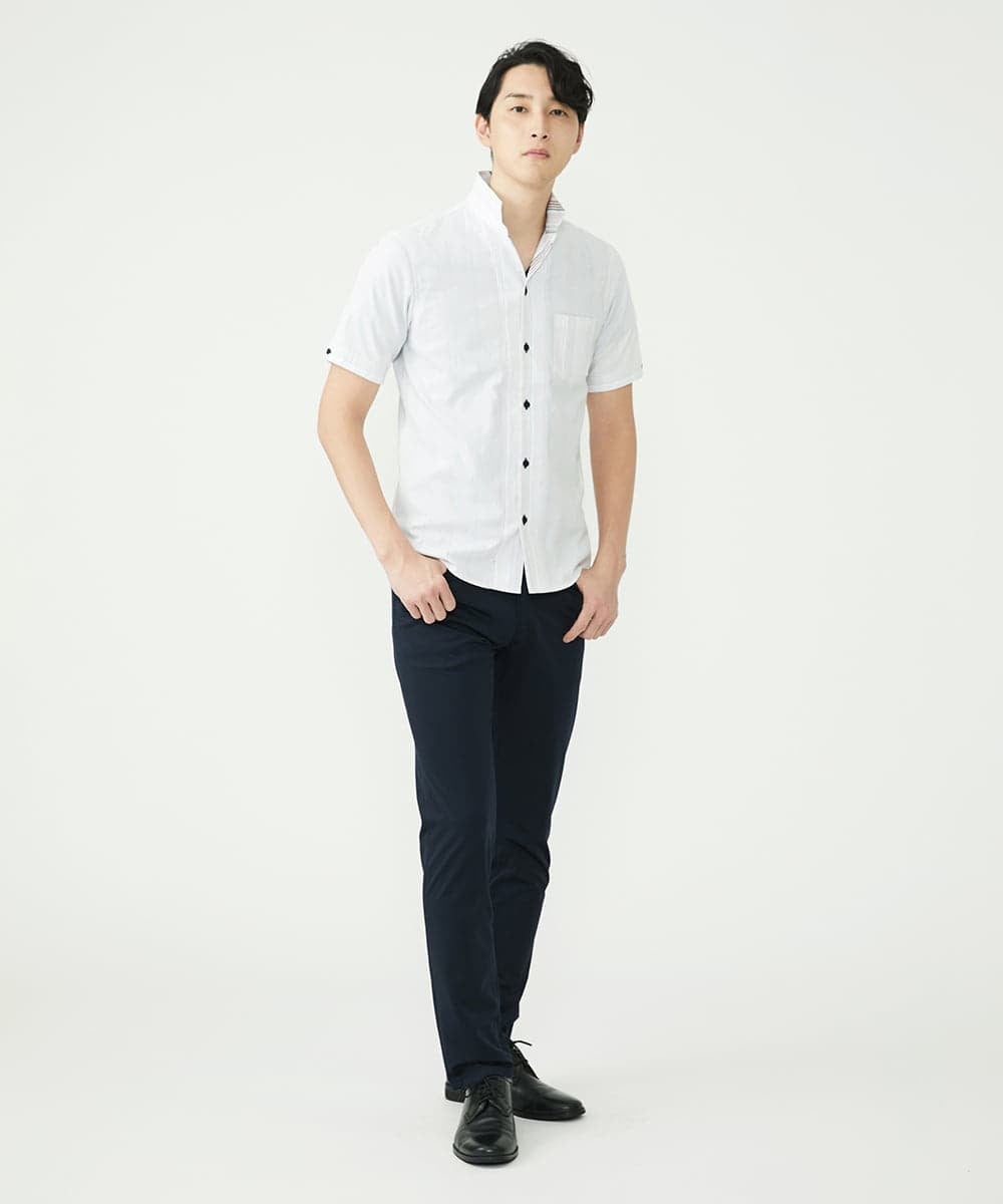MKBHS52120 MK MICHEL KLEIN HOMME(MKミッシェルクランオム) リバーストライプシャツ ホワイト(90)