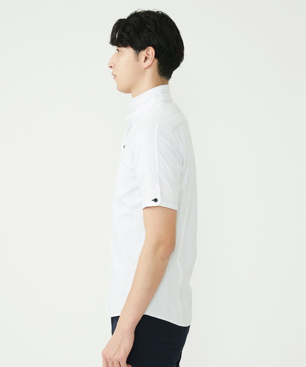 MKBHS52120 MK MICHEL KLEIN HOMME(MKミッシェルクランオム) リバーストライプシャツ ホワイト(90)