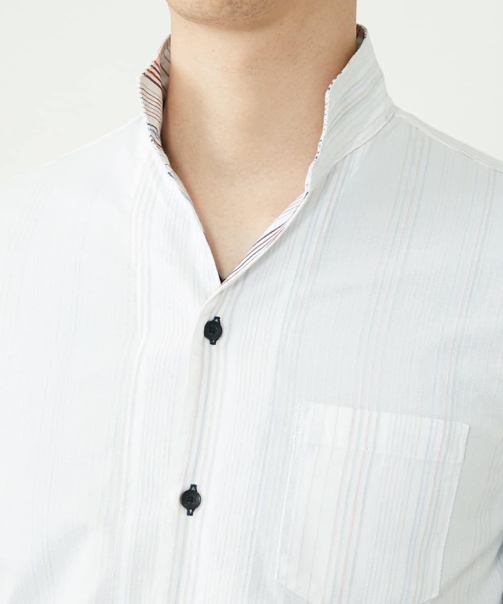 MKBHS52120 MK MICHEL KLEIN HOMME(MKミッシェルクランオム) リバーストライプシャツ ホワイト(90)