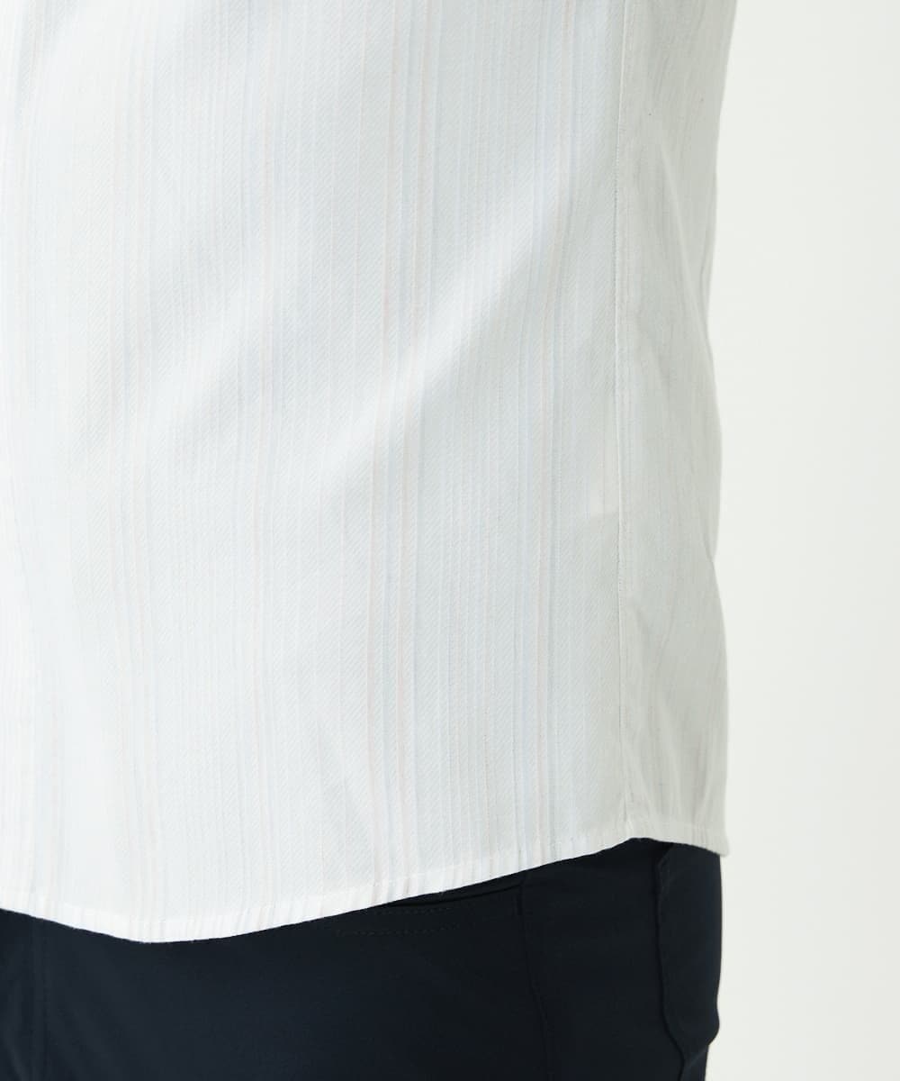MKBHS52120 MK MICHEL KLEIN HOMME(MKミッシェルクランオム) リバーストライプシャツ ホワイト(90)
