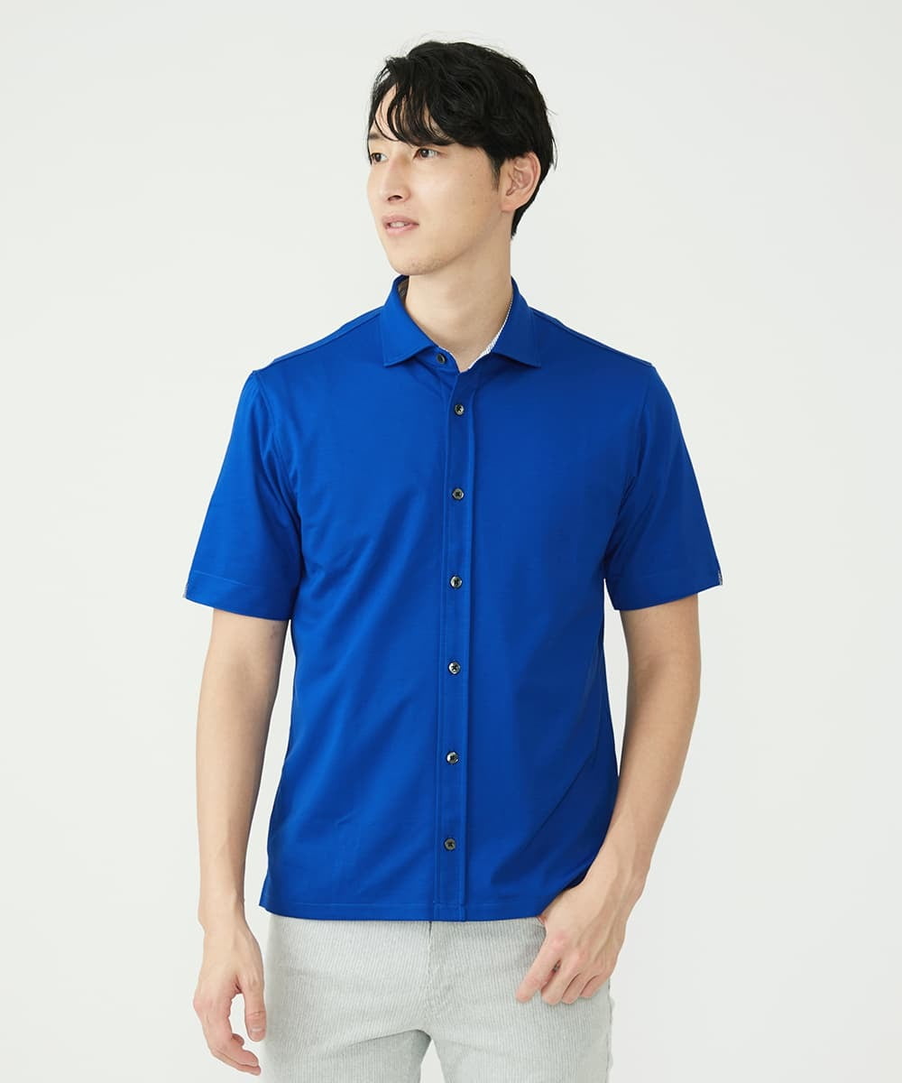 MKBHS58120 MK MICHEL KLEIN HOMME(MKミッシェルクランオム) 【滑らかで上品な表情】スムースシャツ  ブルー(55)