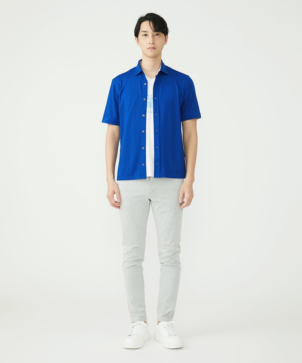 MKBHS58120 MK MICHEL KLEIN HOMME(MKミッシェルクランオム) 【滑らかで上品な表情】スムースシャツ  ブルー(55)