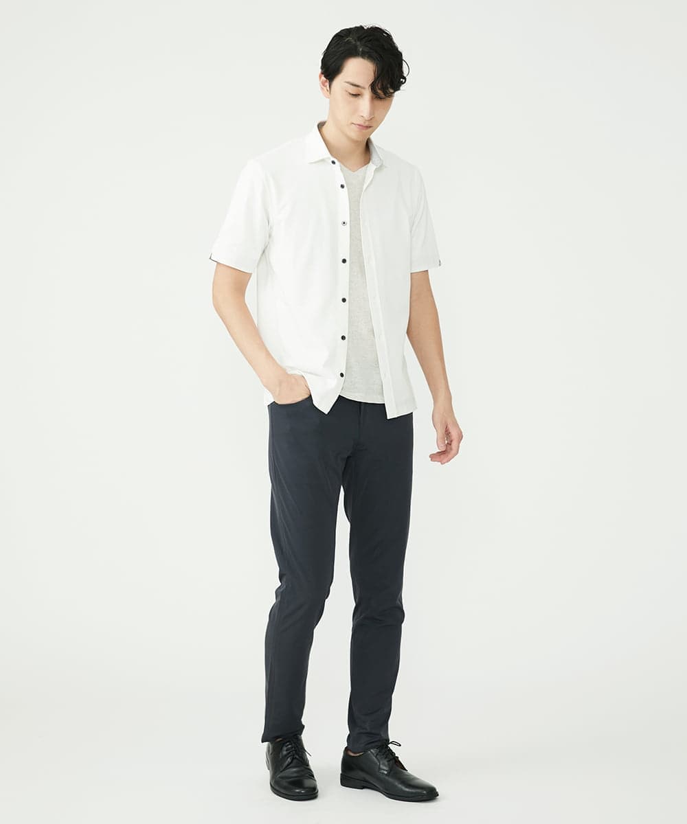 MKBHS58120 MK MICHEL KLEIN HOMME(MKミッシェルクランオム) 【滑らかで上品な表情】スムースシャツ  ホワイト(90)