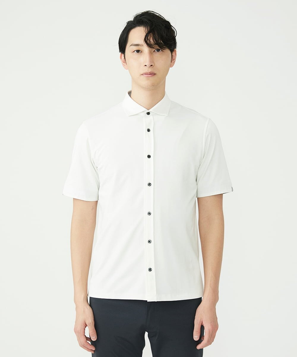 MKBHS58120 MK MICHEL KLEIN HOMME(MKミッシェルクランオム) 【滑らかで上品な表情】スムースシャツ  ホワイト(90)