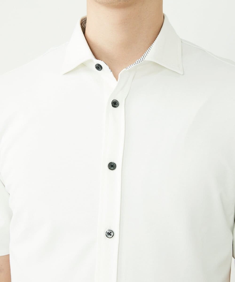 MKBHS58120 MK MICHEL KLEIN HOMME(MKミッシェルクランオム) 【滑らかで上品な表情】スムースシャツ  ホワイト(90)