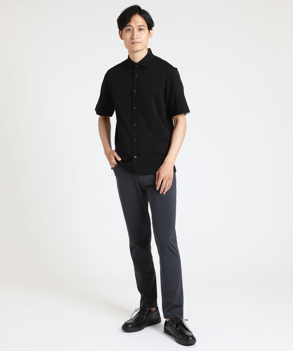 MKBHS58120 MK MICHEL KLEIN HOMME(MKミッシェルクランオム) 【滑らかで上品な表情】スムースシャツ  ブラック(94)