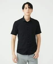 MKBHU11090 MK MICHEL KLEIN HOMME(MKミッシェルクランオム) シンプルベーシックシャツ / TR素材前空きデザイン ブラック(94)