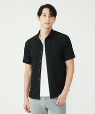MKBHU11090 MK MICHEL KLEIN HOMME(MKミッシェルクランオム) シンプルベーシックシャツ / TR素材前空きデザイン ブラック(94)