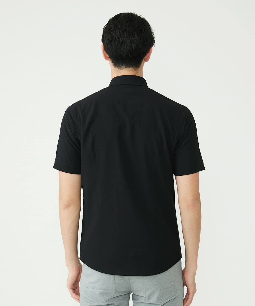 MKBHU11090 MK MICHEL KLEIN HOMME(MKミッシェルクランオム) シンプルベーシックシャツ / TR素材前空きデザイン ブラック(94)