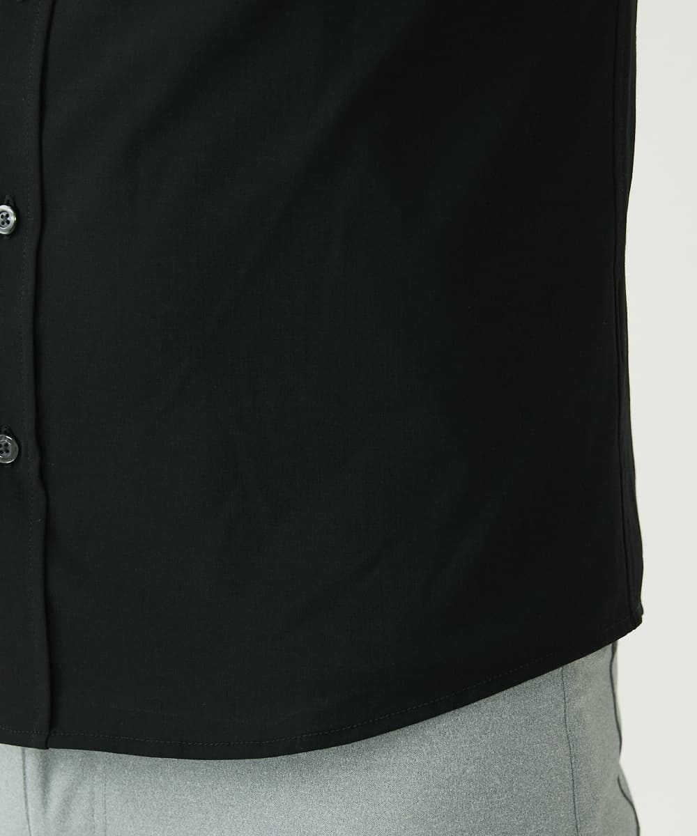 MKBHU11090 MK MICHEL KLEIN HOMME(MKミッシェルクランオム) シンプルベーシックシャツ / TR素材前空きデザイン ブラック(94)