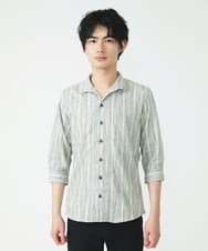 MKBHU22150 MK MICHEL KLEIN HOMME(MKミッシェルクランオム) ストライプスタンドタックシャツ ベージュ(82)