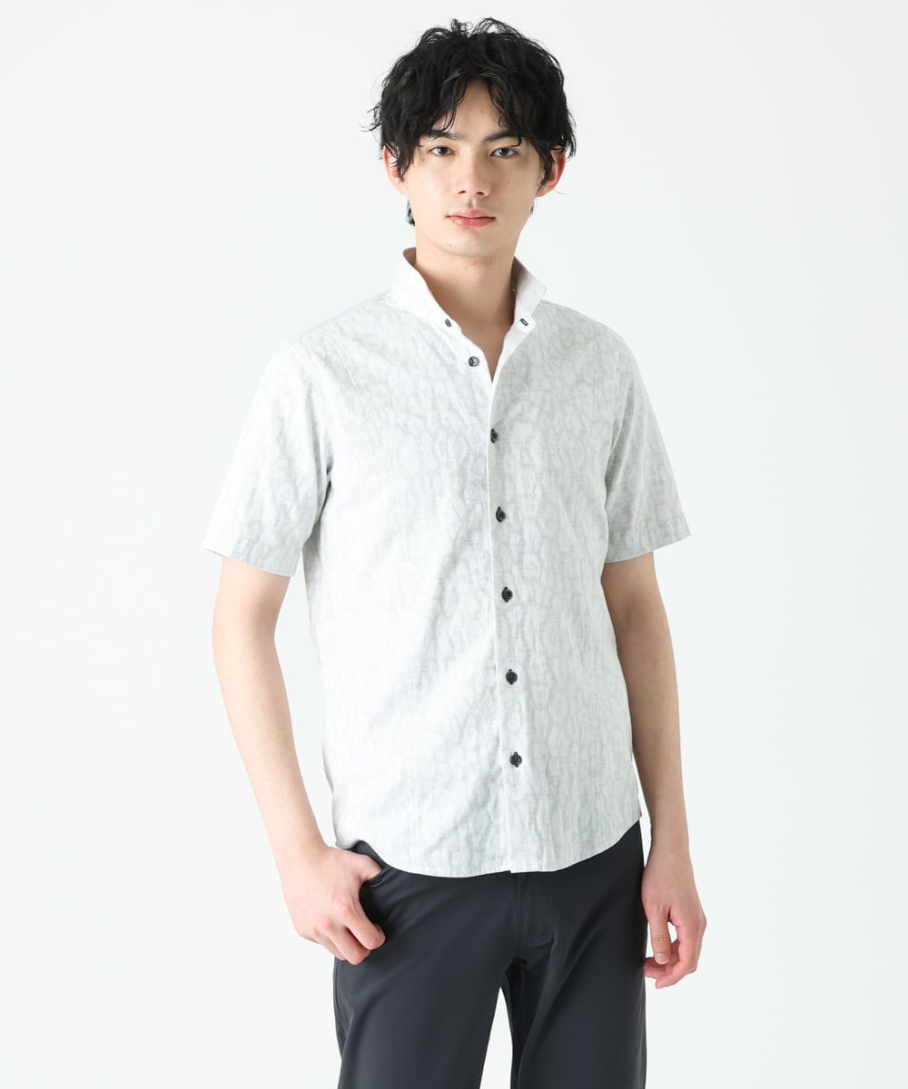 MKBHU41120 MK MICHEL KLEIN HOMME(MKミッシェルクランオム) アニマルジャガードシャツ ライトグレー(91)