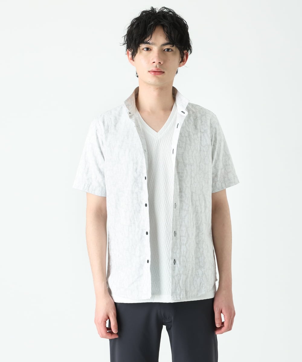 MKBHU41120 MK MICHEL KLEIN HOMME(MKミッシェルクランオム) アニマルジャガードシャツ ライトグレー(91)
