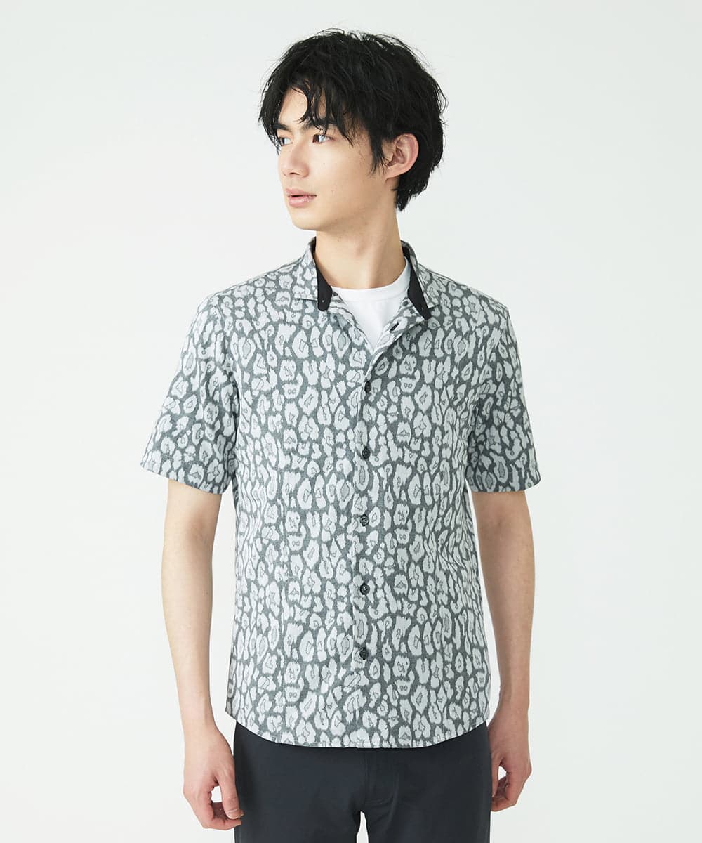 MKBHU41120 MK MICHEL KLEIN HOMME(MKミッシェルクランオム) アニマルジャガードシャツ ダークグレー(93)