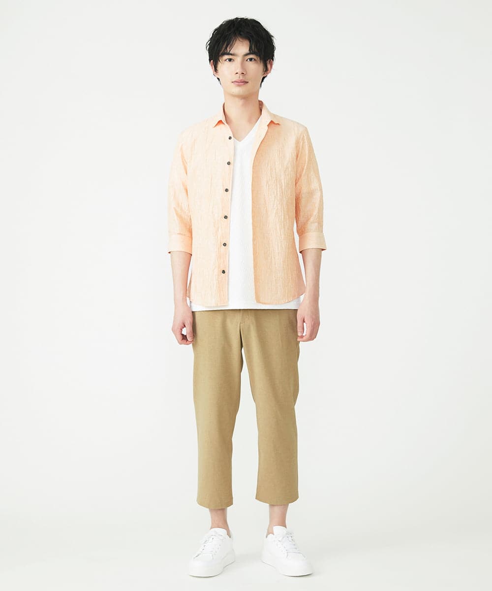 MKBHU74130 MK MICHEL KLEIN HOMME(MKミッシェルクランオム) リネンスタンドシャツ オレンジ(15)