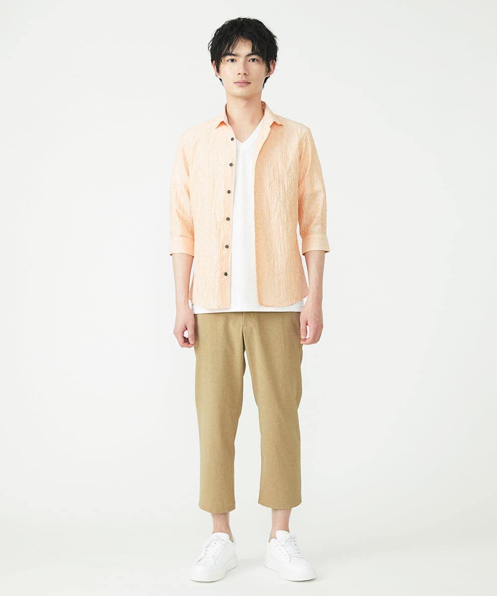 MKBHU74130 MK MICHEL KLEIN HOMME(MKミッシェルクランオム) リネンスタンドシャツ イエロー(24)