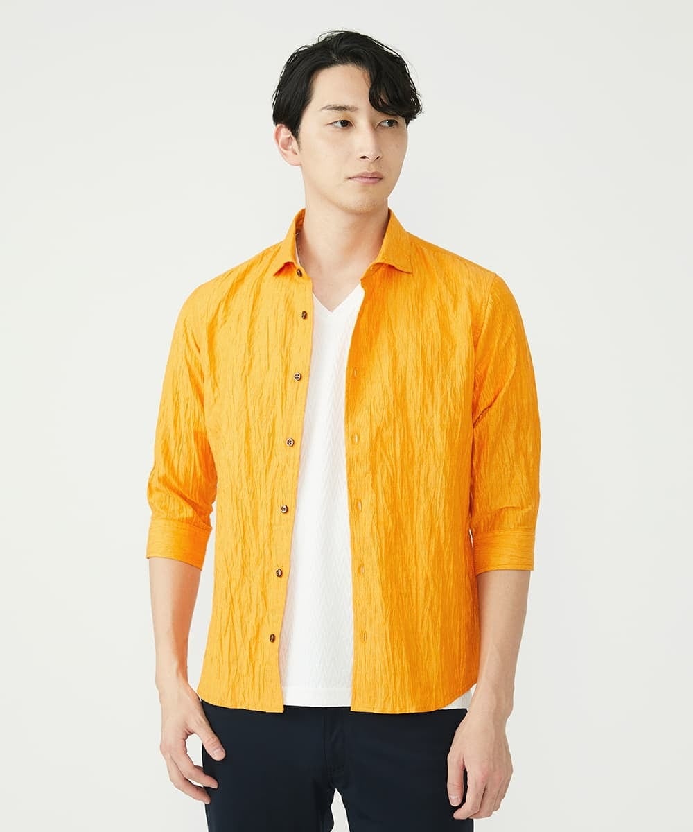 MKBHU74130 MK MICHEL KLEIN HOMME(MKミッシェルクランオム) リネンスタンドシャツ イエロー(24)