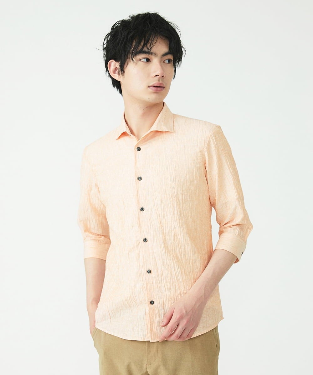MKBHU74130 MK MICHEL KLEIN HOMME(MKミッシェルクランオム) リネンスタンドシャツ イエロー(24)