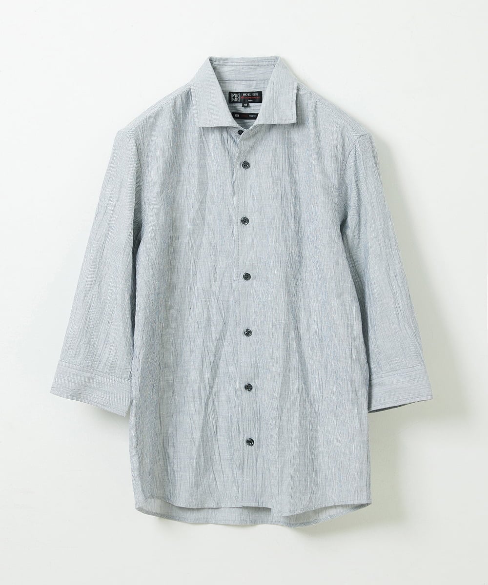 MKBHU74130 MK MICHEL KLEIN HOMME(MKミッシェルクランオム) リネンスタンドシャツ ホワイト(90)