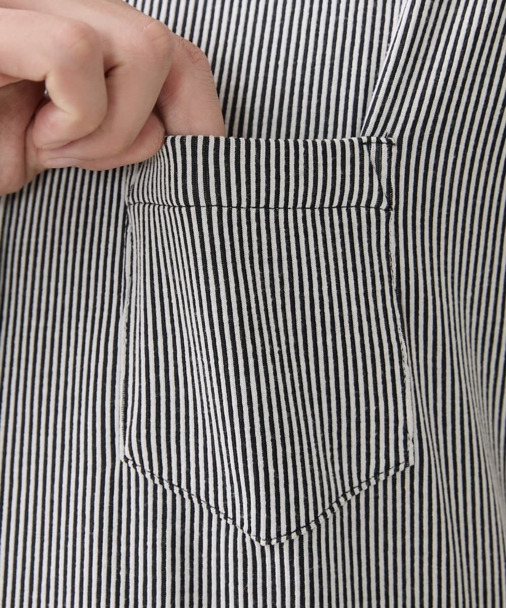 MKBHX31110 MK MICHEL KLEIN HOMME(MKミッシェルクランオム) 【大きいサイズあり】七分袖シャツ/ペンシルストライプジャージ ライトグレー
