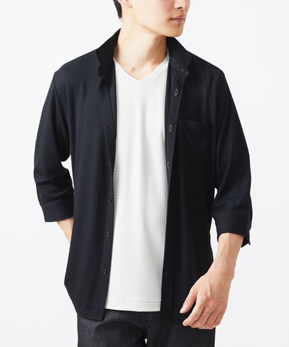 MKBHX31110 MK MICHEL KLEIN HOMME 【大きいサイズあり】七分袖シャツ/ペンシルストライプジャージ