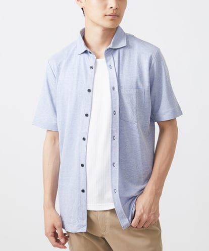 MKBHX34100 MK MICHEL KLEIN HOMME 【大きいサイズあり】半袖シャツ/ミストワッシャーカノコ
