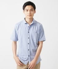 MKBHX34100 MK MICHEL KLEIN HOMME(MKミッシェルクランオム) 【大きいサイズあり】半袖シャツ/ミストワッシャーカノコ ブルー