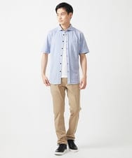 MKBHX34100 MK MICHEL KLEIN HOMME(MKミッシェルクランオム) 【大きいサイズあり】半袖シャツ/ミストワッシャーカノコ ブルー