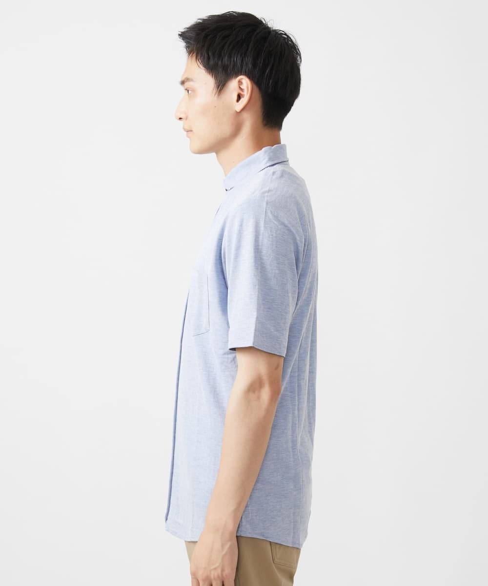 MKBHX34100 MK MICHEL KLEIN HOMME(MKミッシェルクランオム) 【大きいサイズあり】半袖シャツ/ミストワッシャーカノコ ブルー