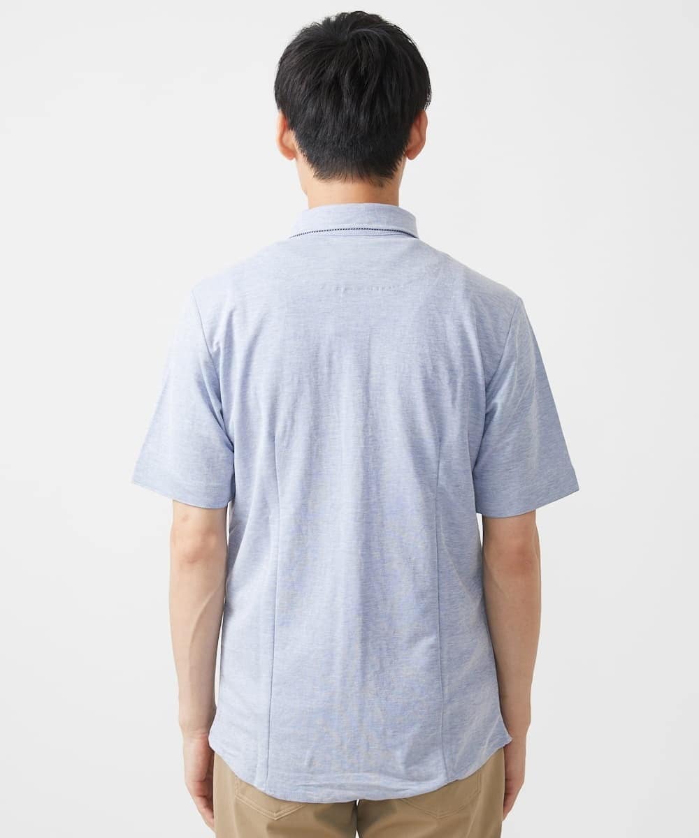 MKBHX34100 MK MICHEL KLEIN HOMME(MKミッシェルクランオム) 【大きいサイズあり】半袖シャツ/ミストワッシャーカノコ ブルー