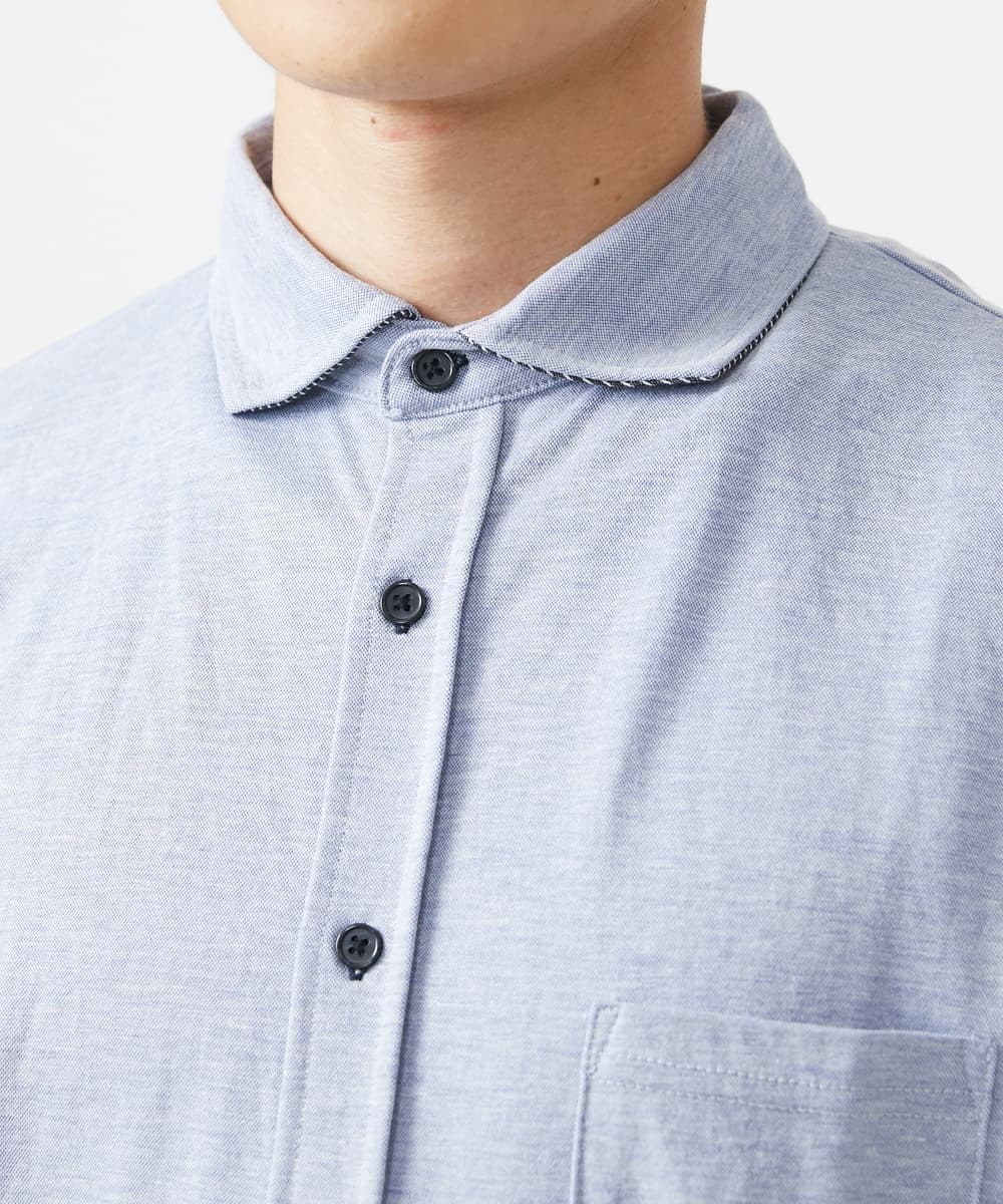 MKBHX34100 MK MICHEL KLEIN HOMME(MKミッシェルクランオム) 【大きいサイズあり】半袖シャツ/ミストワッシャーカノコ ブルー