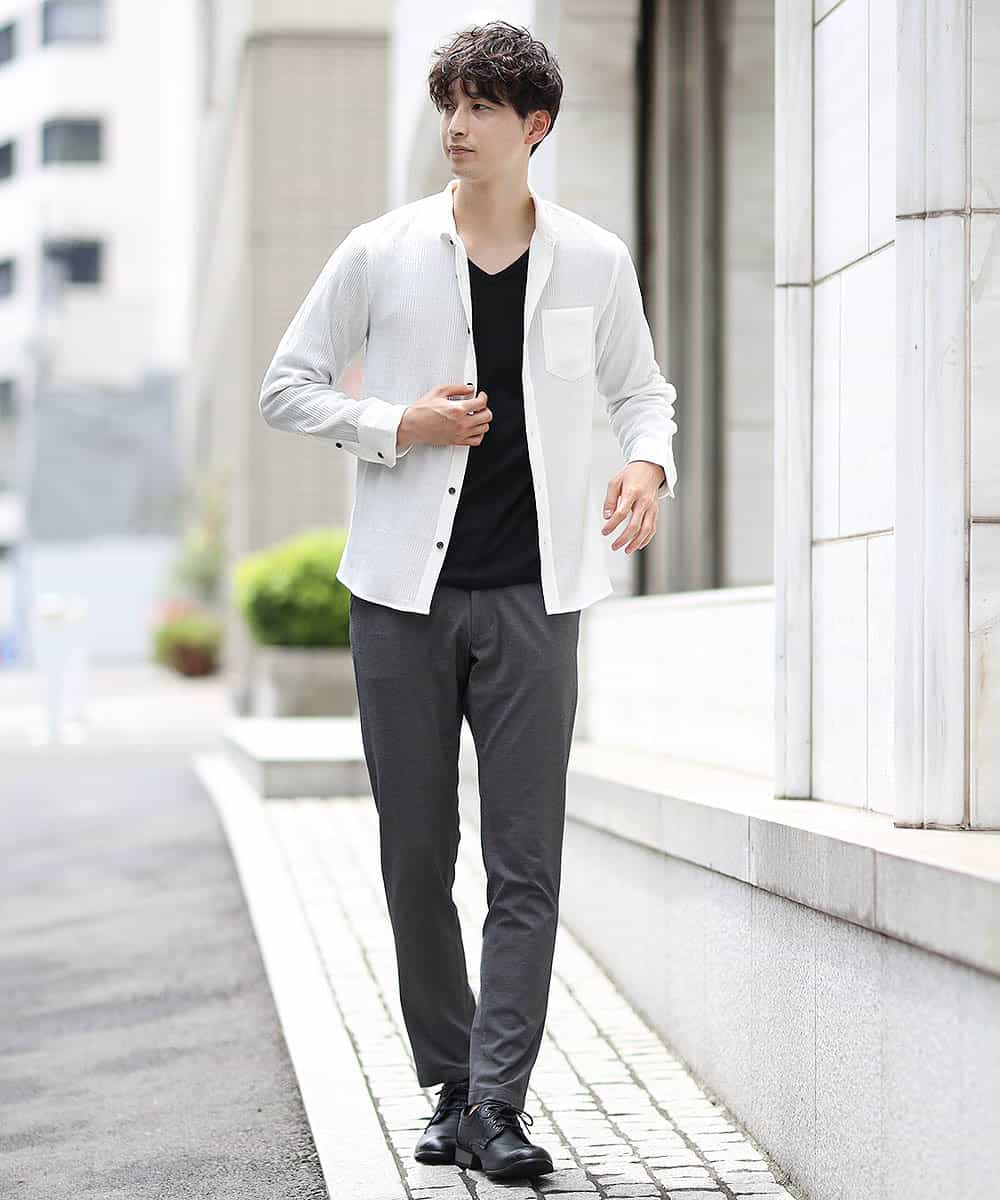 MKBIL27110 MK MICHEL KLEIN HOMME(MKミッシェルクランオム) 秋シャツ／ボイルグレンチェック ホワイト