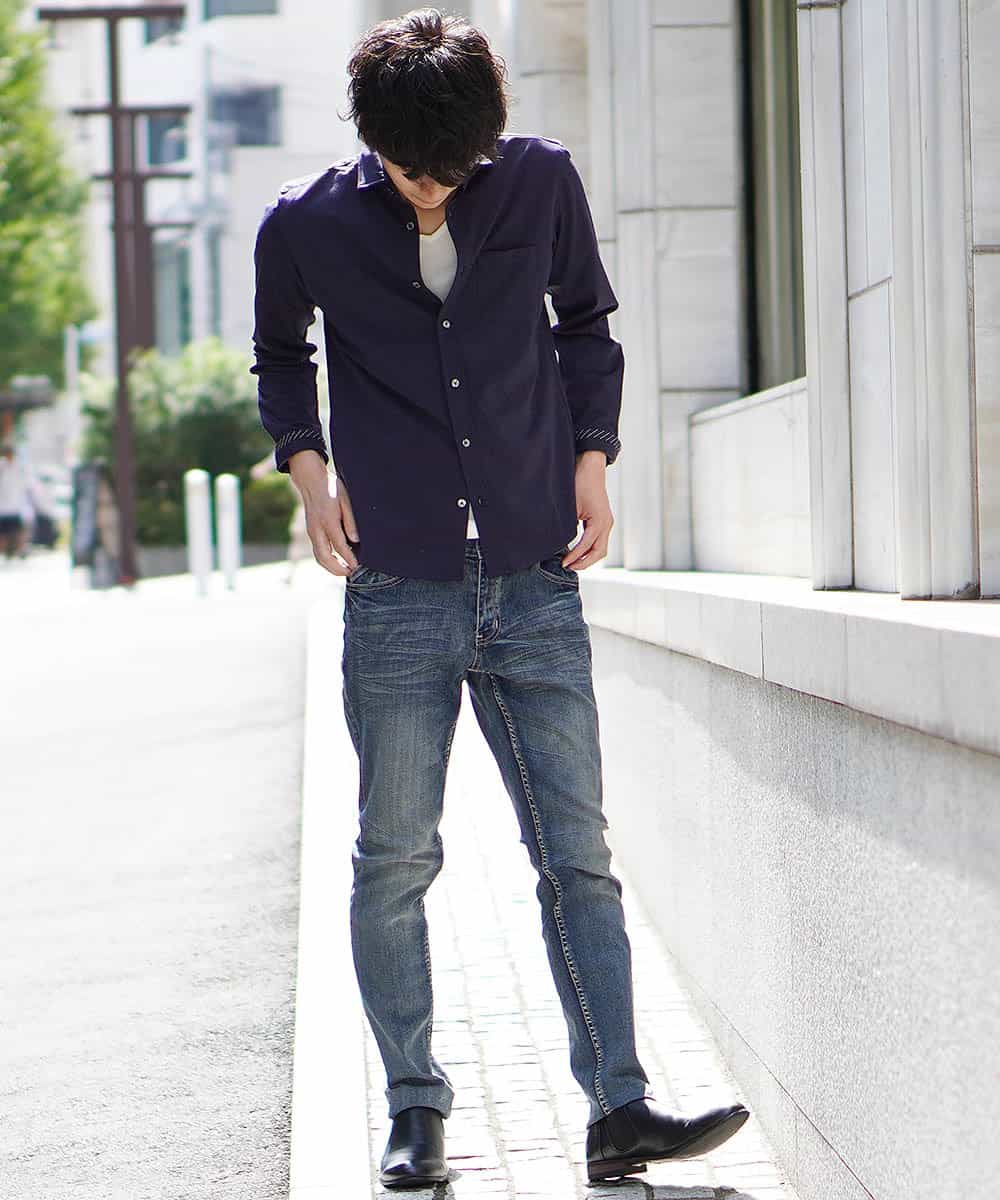 MKBJG18110 MK MICHEL KLEIN HOMME(MKミッシェルクランオム) シャツ（シルケットジャージ） ネイビー