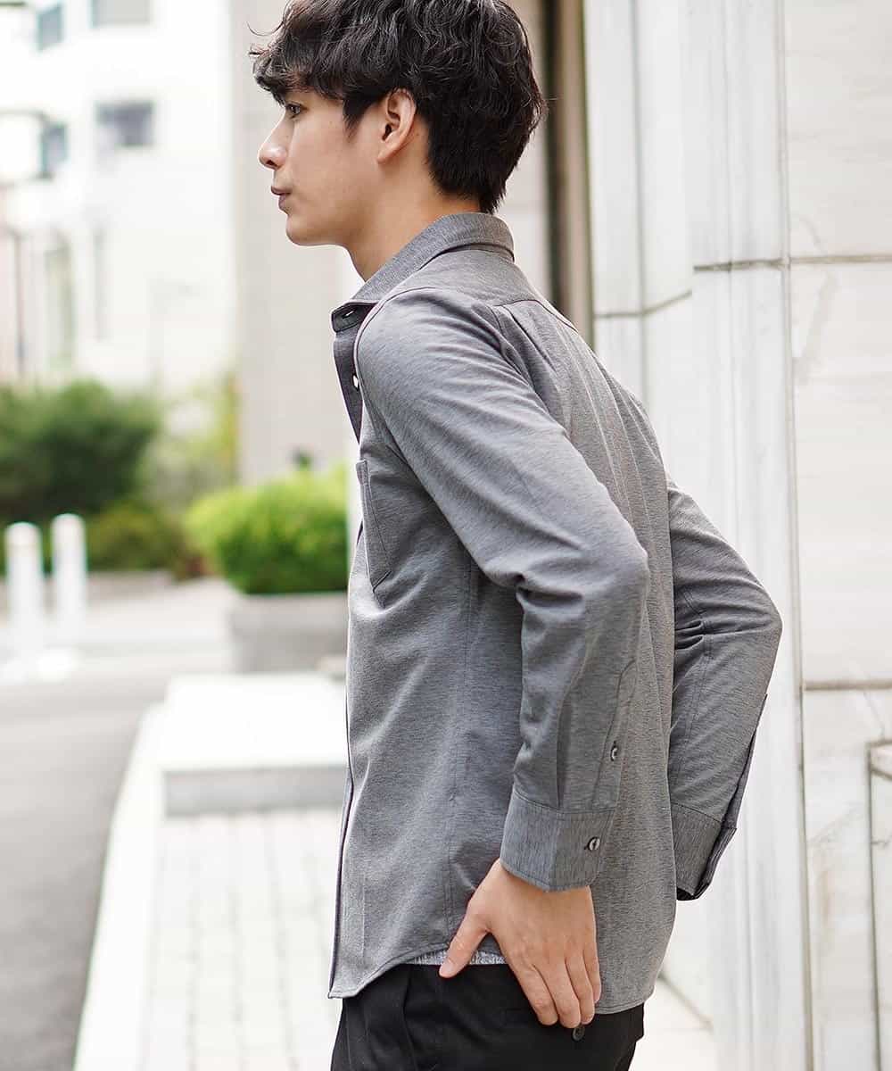 MKBJG18110 MK MICHEL KLEIN HOMME(MKミッシェルクランオム) シャツ（シルケットジャージ） ダークグレー
