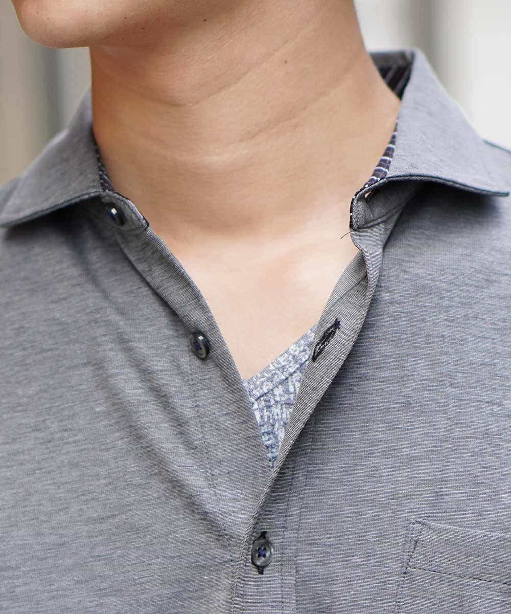 MKBJG18110 MK MICHEL KLEIN HOMME(MKミッシェルクランオム) シャツ（シルケットジャージ） ダークグレー