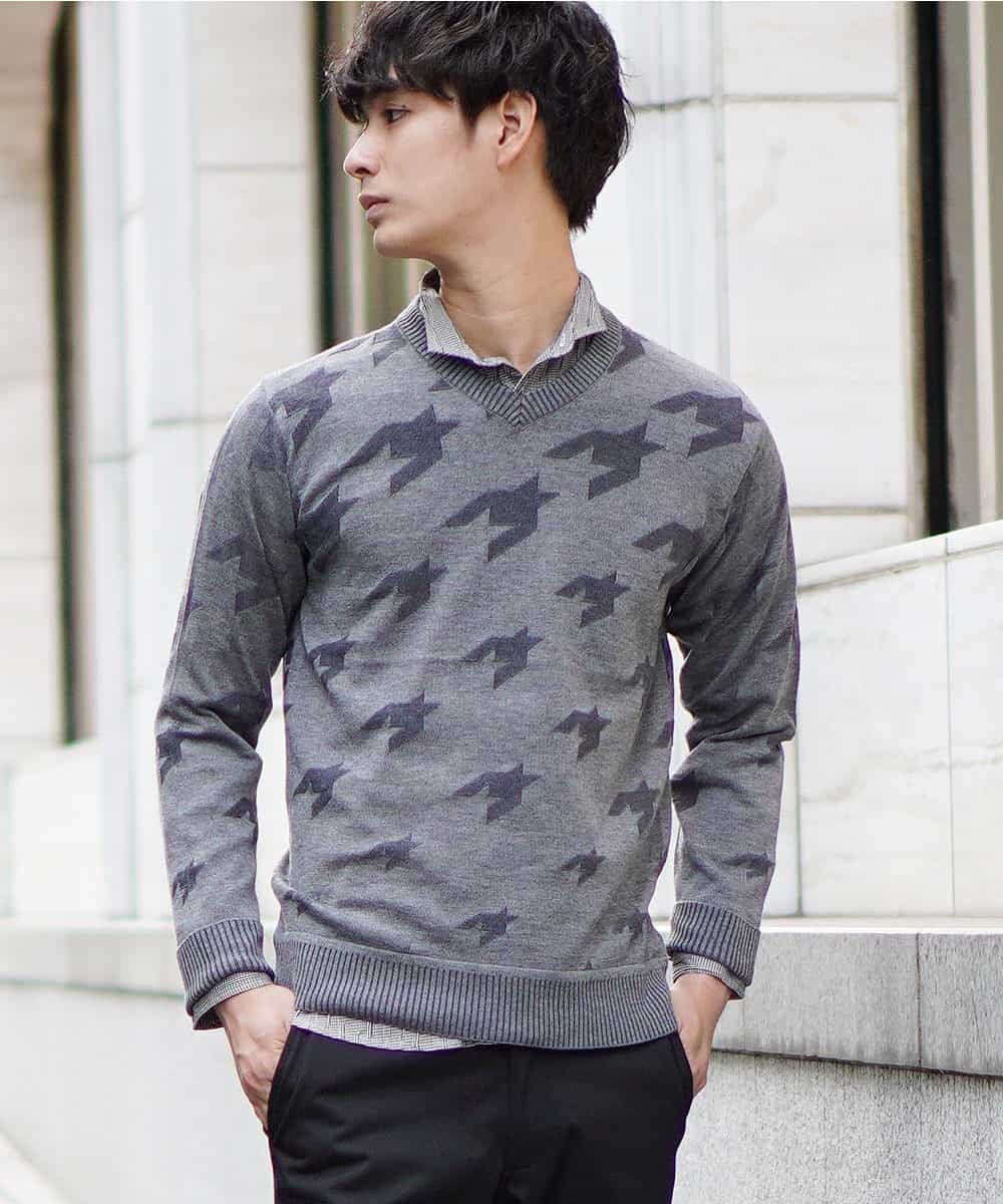 MKBJI04130 MK MICHEL KLEIN HOMME(MKミッシェルクランオム) シャツ（ウエービーチドリ） グレー