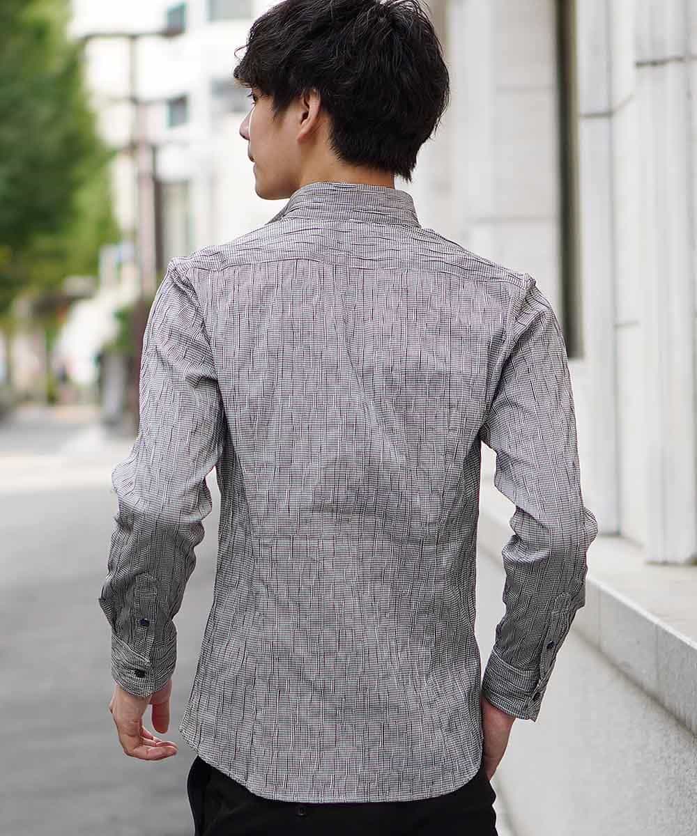 MKBJI04130 MK MICHEL KLEIN HOMME(MKミッシェルクランオム) シャツ（ウエービーチドリ） グレー