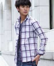 MKBJI05110 MK MICHEL KLEIN HOMME(MKミッシェルクランオム) シャツ（ゼブラチェックジャガード） ホワイト